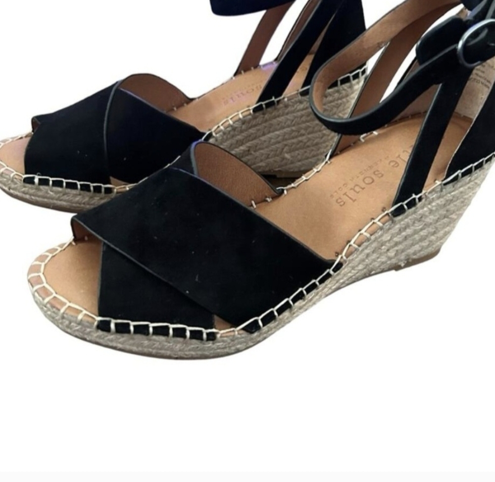 Gentle Souls Charli Ankle-Strap Espadrille Wedge Sandals Suede NEW Size 8.5